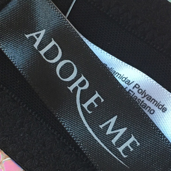 Adore Me Bra Black with Blue Lace Floral Design Women's 34F (34DDD) - Picture 10 of 11